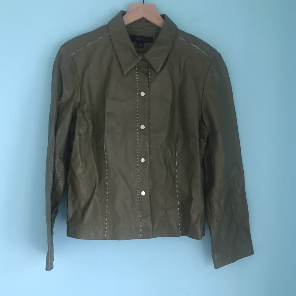 Siena Studio Leather Lightweight Snap Front Vintage Jacket 10